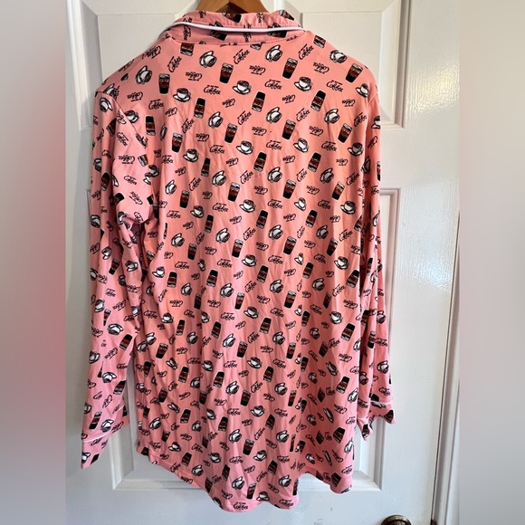 Emme Jordan buttery soft pink nightshirt, size XL with coffee theme pattern. - Picture 2 of 4